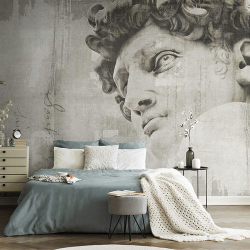 Carta da parati contemporanea - DAVID - N.O.W. Edizioni - a motivi / grigia / blu