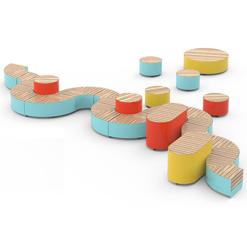 Panca per spazi pubblici contemporanea - UNIVERSE 02.455.4 - ZANO Street Furniture - in legno esotico / in picea / in acciaio inossidabile