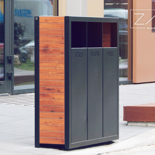 Portarifiuti pubblico - PAVO 15.063 - ZANO Street Furniture - per raccolta differenziata / in acciaio galvanizzato / in acciaio inossidabile