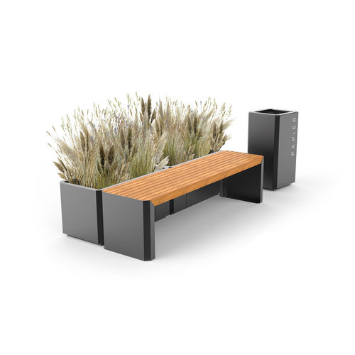 Panca per spazi pubblici contemporanea - STILO - ZANO Street Furniture - in legno di latifoglie / in acciaio / in acciaio inossidabile