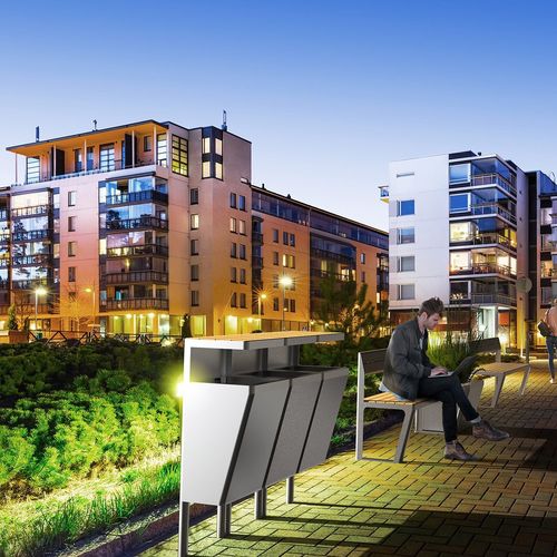Portarifiuti pubblico - SCANDIK - ZANO Street Furniture - per raccolta differenziata / con piedi / in acciaio galvanizzato