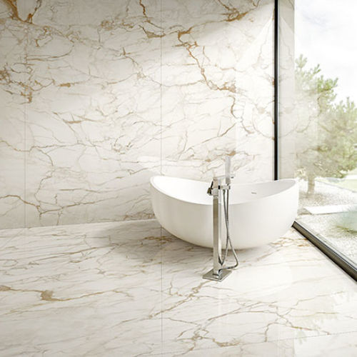 Piastrella in porcellana - CALACATTA MACCHIATO  - StonePeak Ceramics - levigata / da interno / da bagno