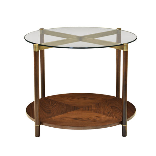 Tavolo d'appoggio contemporaneo - RAJ - Galiatea - in legno / in vetro / rotondo