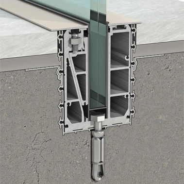 Sistema di fissaggio in alluminio - CU - Clear glass - per pannelli / per parapetto / per esterni