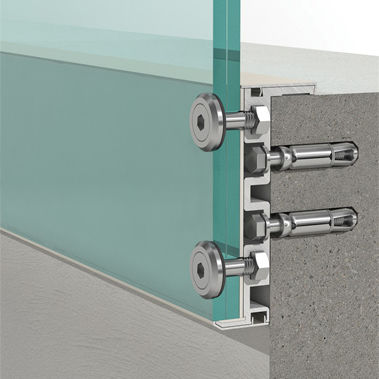 Sistema di fissaggio in alluminio - D - Clear glass - per balcone / per esterni / per vetro