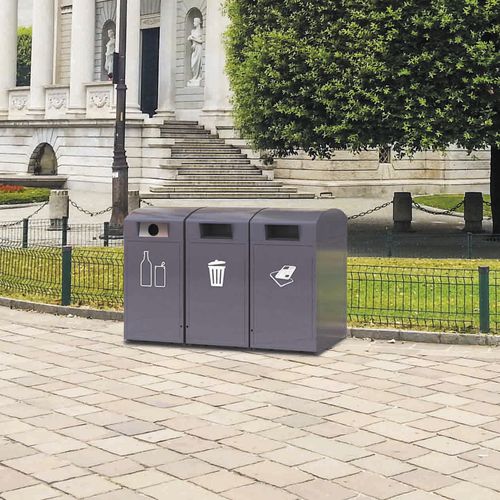 Portarifiuti pubblico - CITYPACK - FINBIN Products/ Lehtovuori Oy - per raccolta differenziata / in acciaio galvanizzato / con coperchio