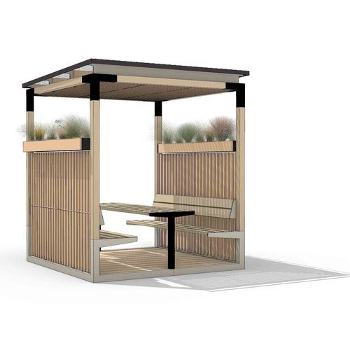 Pensilina multifunzionale per spazi pubblici - LEVP102 - egoé - per area di servizio / per stazione di servizio / per edifici pubblici