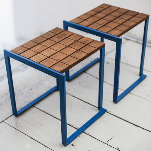 Sgabello contemporaneo - LBS210 - egoé - in legno / con supporto in acciaio / a slitta
