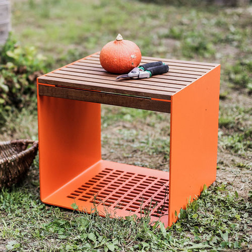 Sgabello contemporaneo - RADIUM LRE115 - egoé - in legno / con supporto in alluminio / a slitta