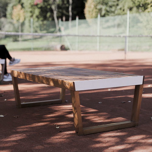 Panca da giardino contemporanea - Barka BA122 - egoé - in teak / in legno massiccio / senza schienale