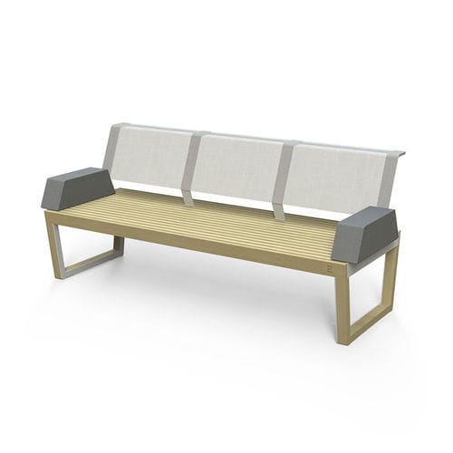 Panca da giardino contemporanea - Barka BA135 - egoé - in legno / in Batyline® / con schienale