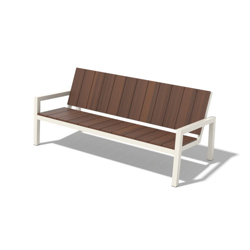 Panca da giardino contemporanea - Laurede LU250 - egoé - in legno massiccio / in acciaio / con schienale