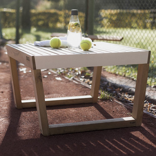 Sgabello contemporaneo - Barka BA112 - egoé - in legno massiccio / in teak / con supporto in legno
