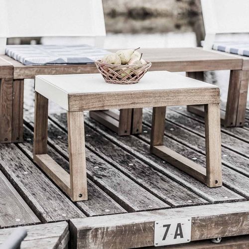 Sgabello contemporaneo - Barka BA113 - egoé - in Batyline® / con supporto in teak / a slitta