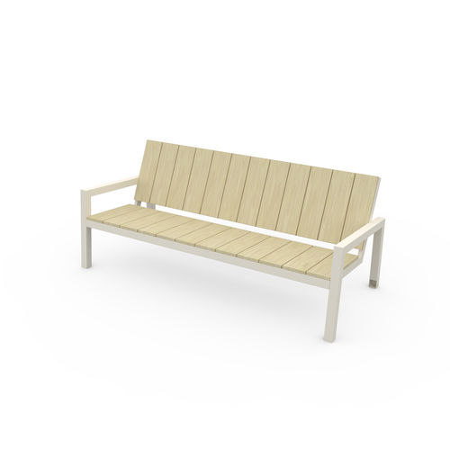Panca per spazi pubblici contemporanea - Laurede LU2501 - egoé - in legno massiccio / in acciaio / con schienale