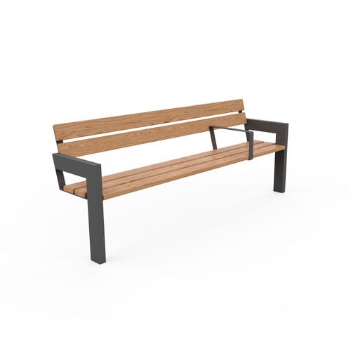 Panca per spazi pubblici contemporanea - Winkl LVK150 - egoé - in legno massiccio / in acciaio / con schienale