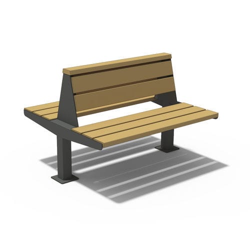 Panca per spazi pubblici contemporanea - Leva LEVP6631 - egoé - in legno massiccio / in acciaio / con schienale