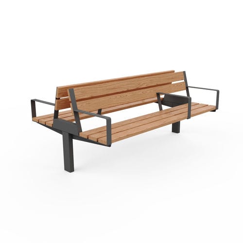 Panca per spazi pubblici contemporanea - Winkl LVK351 - egoé - in legno massiccio / in acciaio / con schienale