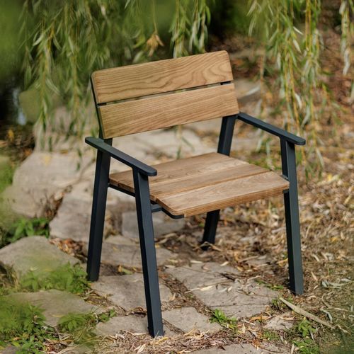 Sedia da giardino contemporanea - E2-157 - egoé - da esterno / in frassino / in legno massiccio