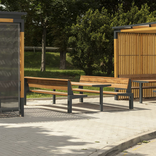 Tavolo da picnic contemporaneo - U4-620 - egoé - in legno massiccio / con supporto in acciaio termolaccato / con supporto in acciaio galvanizzato