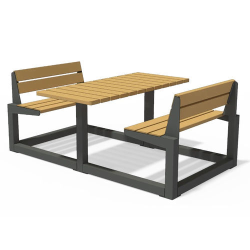 Tavolo da picnic contemporaneo - U4-660 - egoé - in legno massiccio / in legno oliato / con supporto in acciaio termolaccato