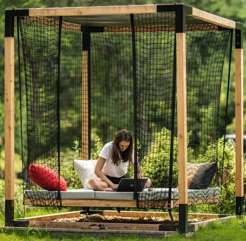 Letto da giardino a baldacchino - Y Détente - egoé - sospeso / matrimoniale / singolo