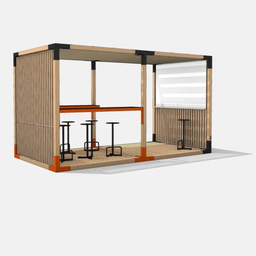 Isola di privacy per ufficio modulare - Y6-SET1203 - egoé - da 6 persone / in larice / in acciaio galvanizzato