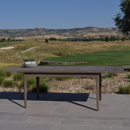Tavolo contemporaneo - BEVERLY - GreenDesign - in teak / rettangolare / allungabile