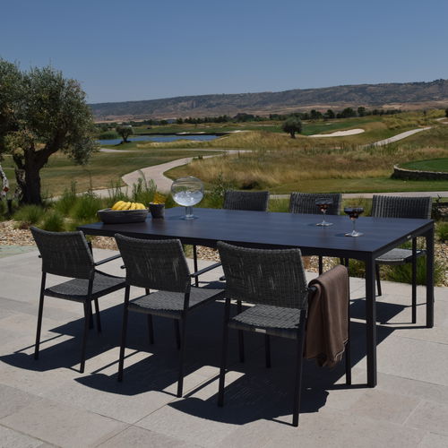 Tavolo contemporaneo - LUNCH 4 - GreenDesign - in alluminio / con supporto in alluminio / rettangolare