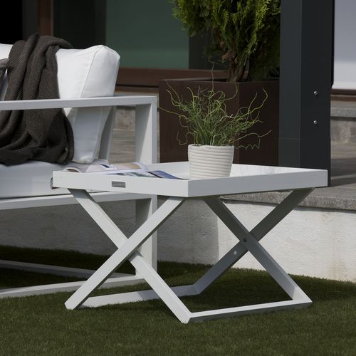 Tavolo d'appoggio contemporaneo - MIMI - GreenDesign - in alluminio laccato / quadrato / pieghevole
