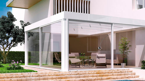 Pergola autoportante - VIEW - GreenDesign - addossata / in alluminio / in policarbonato