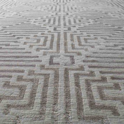 Tappeto contemporaneo - LABYRINTH PLATINUM - Jacaranda - con motivi geometrici / in seta / in lana del Tibet