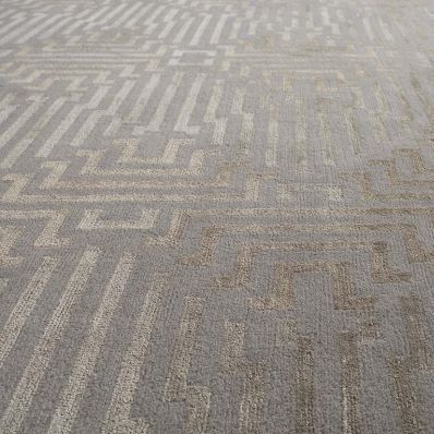 Tappeto contemporaneo - LABYRINTH GREY - Jacaranda - con motivi geometrici / in seta / in lana del Tibet