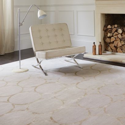 Tappeto contemporaneo - KULU VANILLA - Jacaranda - con motivi geometrici / in seta / in lana del Tibet