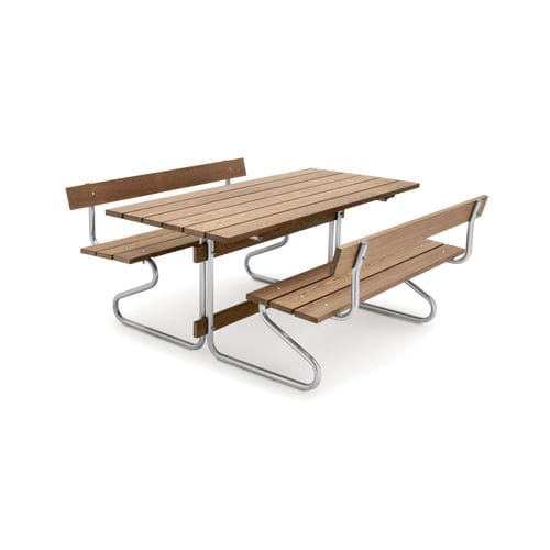 Set tavolo e panca contemporaneo - Paustian - in teak / in acciaio galvanizzato / da giardino