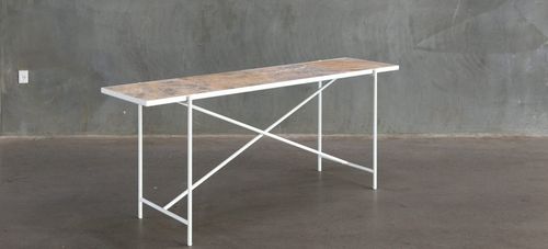 Consolle contemporanea - Handvark - in ottone / in marmo / rettangolare
