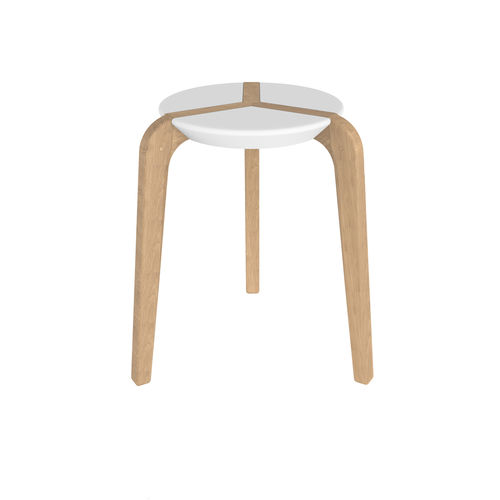 Sgabello contemporaneo - Boulon Blanc - in rovere / in legno laccato / con 3 piedi