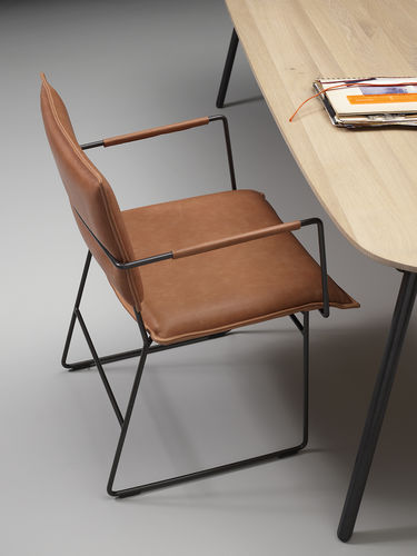 Sedia da pranzo contemporanea - Norman - Jess - da interno / in pelle / con supporto in acciaio