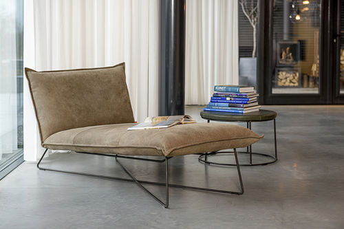 Chaise longue contemporanea - Earl  - Jess - in tessuto / in pelle / in acciaio