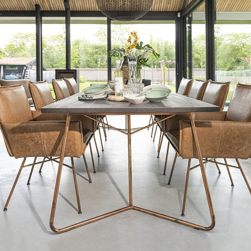 Tavolo contemporaneo - Charles - Jess - in rovere / in noce / in acciaio ramato