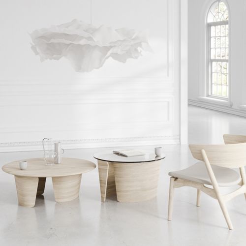 Tavolino basso contemporaneo - SIBAST No 7 - sibast furniture - in vetro / impiallacciato in legno / con supporto in quercia