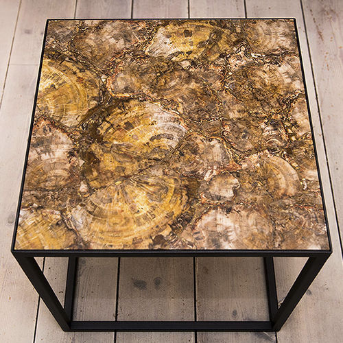 Tavolo d'appoggio contemporaneo - 160 - Unik - in legno fossilizzato / quadrato / su misura