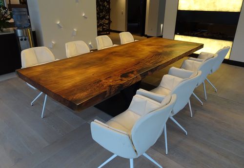 Tavolo da pranzo contemporaneo - KAURI - Unik - in legno massiccio / in acciaio / in acciaio inossidabile