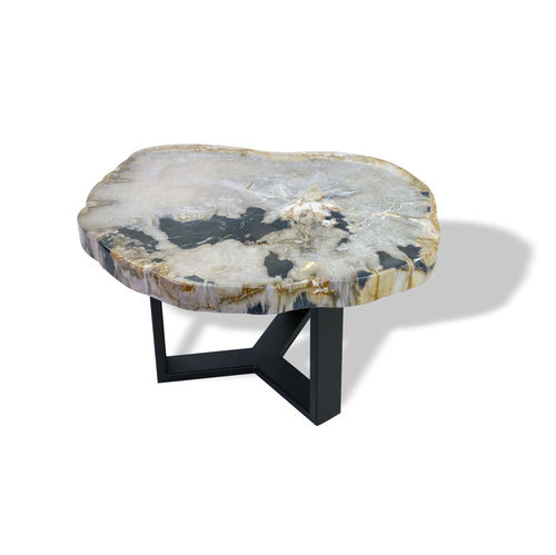 Tavolo d'appoggio contemporaneo - SKU: 235	 - Unik - in acciaio / in acciaio inossidabile / in legno fossilizzato
