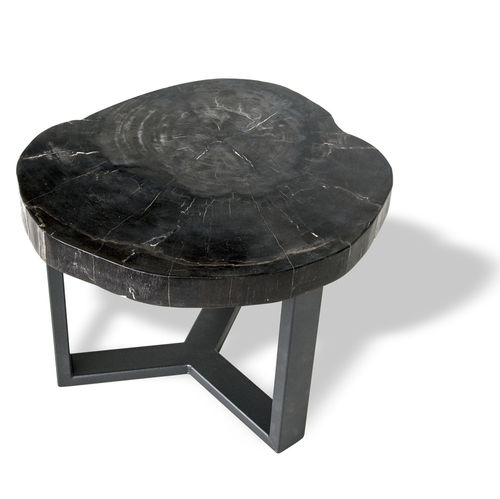 Tavolo d'appoggio contemporaneo - 517 - Unik - in legno fossilizzato / rotondo / ovale