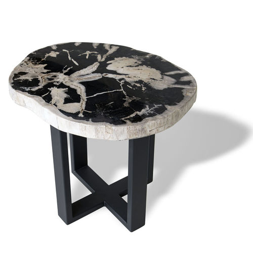 Tavolo d'appoggio contemporaneo - 519 - Unik - in legno fossilizzato / rotondo / ovale