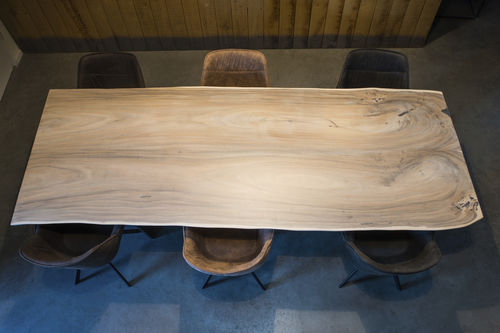 Tavolo da pranzo contemporaneo - SUAR WHITEWASH - Unik - in noce / in legno massiccio / in legno laccato