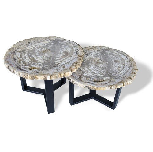 Tavolo d'appoggio contemporaneo - 334 - Unik - in legno fossilizzato / rotondo / ovale