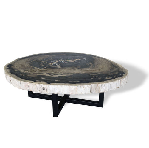 Tavolino basso contemporaneo - 1001 - Unik - in legno fossilizzato / ovale / per uso residenziale