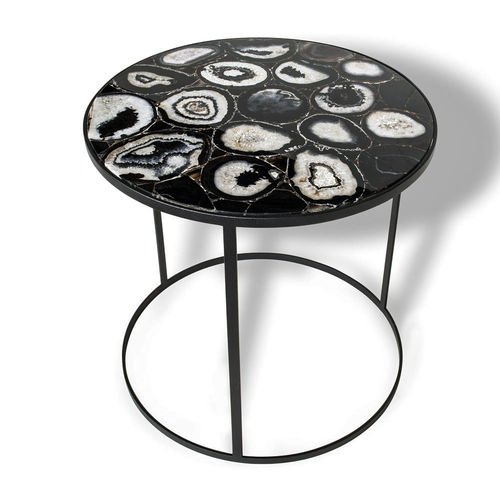 Tavolo d'appoggio contemporaneo - AGATE 168 - Unik - in pietra naturale / rotondo / per uso residenziale